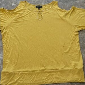 Thalia Sodi Mustard Cold Shoulder Blouse